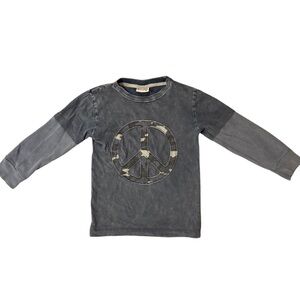 Mish Boys blue with camo peace sign long sleeve top boys size 4 like new